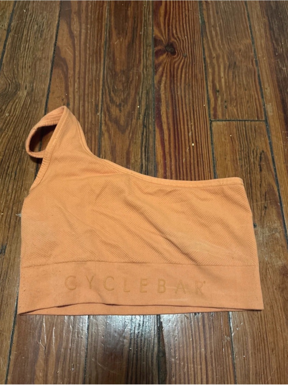 NUX Ribbed One-Shoulder Sports Bra in Peach